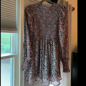 Lulus Green & Pink Floral Print Smocked Dress